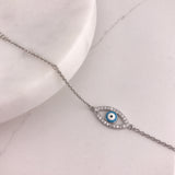 925 Sterling Silver Evil Eye with CZ Bracelet