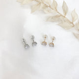 14k Gold Round Studs with CZ - Various Sizes