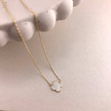 10k Gold Mother of Pearl Clover Necklace