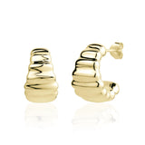 Miss Mimi - 925/14k Vermeil Bamboo Curve Studded Hoop