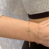 925/18K Vermeil Small CZ Evil Eye Bracelet