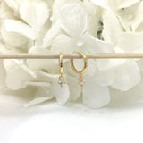 925/18K Vermeil Huggies with Dangling CZ