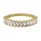 10k Yellow Gold Diagonal Baguette CZ Ring