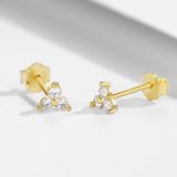 925/18K Vermeil CZ Lotus Stud Earrings