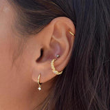 925/18K Vermeil Huggies with Dangling CZ