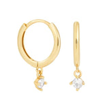 925/18K Vermeil Huggies with Dangling CZ