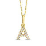 10k Gold Mini Diamond Initial Pendant