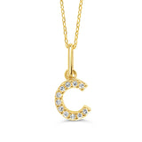 10k Gold Mini Diamond Initial Pendant