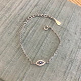 Children's 925 Sterling Silver Evil Eye with CZ Bracelet