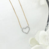 10k Two Toned Sparkle Cut Heart Necklace