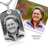 Stainless Steel Heavy Large Rectangle Necklace- Photo Engraving