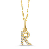 10k Gold Mini Diamond Initial Pendant