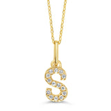 10k Gold Mini Diamond Initial Pendant