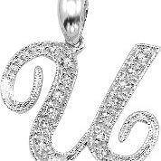 10k White Gold Diamond Script Initial Necklace