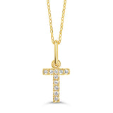10k Gold Mini Diamond Initial Pendant