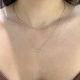 10k Two Toned Sparkle Cut Heart Necklace