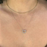 10k Two Toned Double CZ Heart Necklace