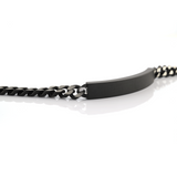 Engravable - Stainless Steel Black Curb Link ID Bracelet