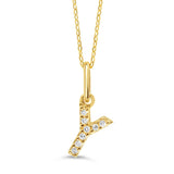 10k Gold Mini Diamond Initial Pendant