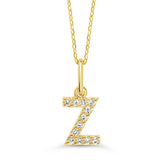 10k Gold Mini Diamond Initial Pendant