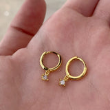 925/18K Vermeil Huggies with Dangling CZ