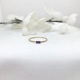 10k Gold Horizontal Baguette Cut Birthstone Ring