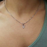 925 Sterling Silver CZ Initial Necklace