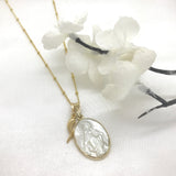 14k Mother of Pearl Mother Mary Pendant