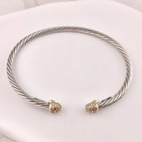 Miss Mimi- 925/14k Vermeil Cubic Zirconia Pave Twist Bangle