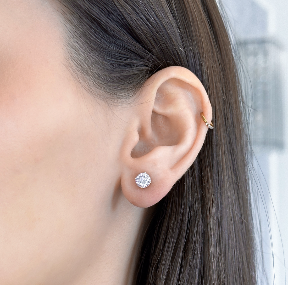 Elevated CZ Round Studs