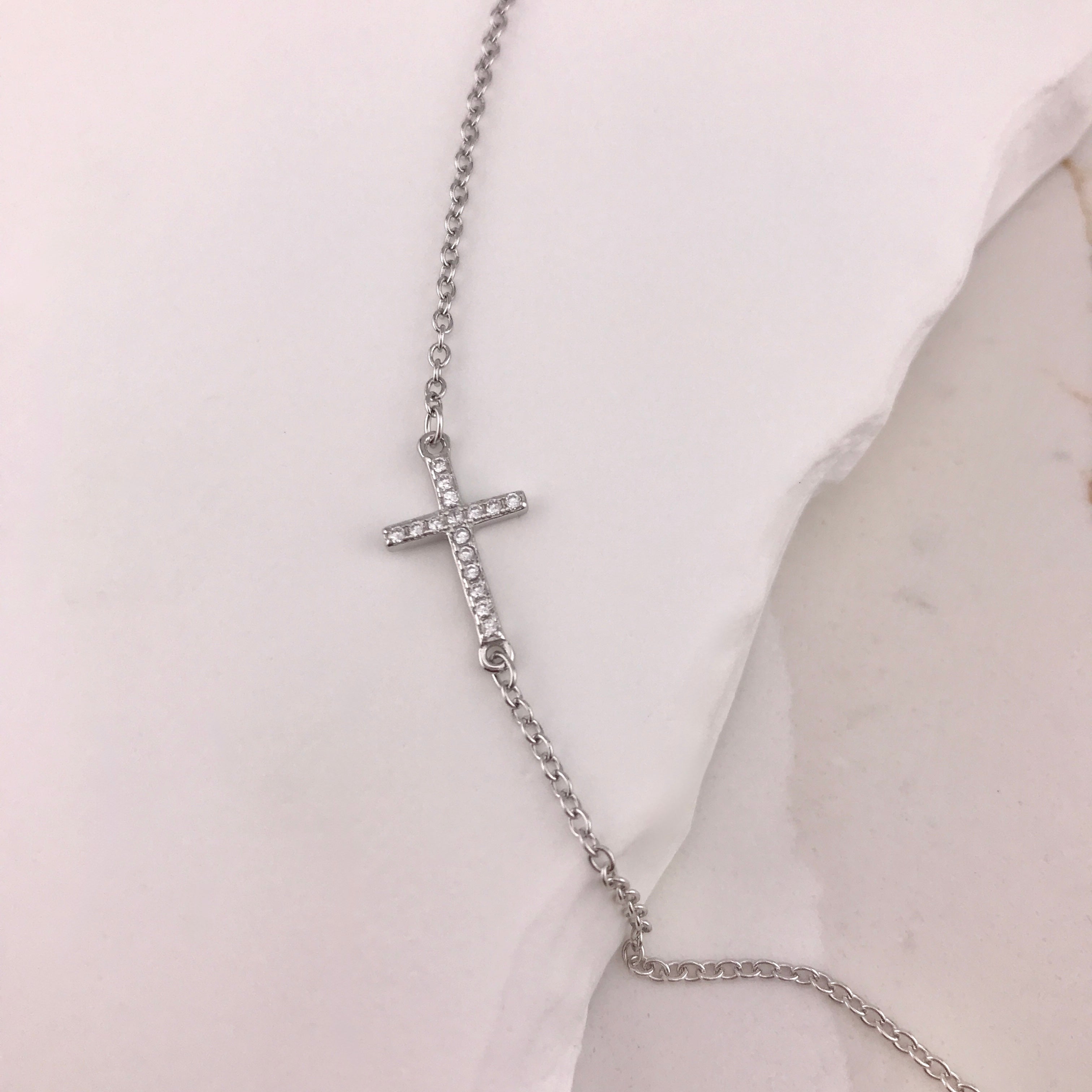 925/18K Vermeil CZ Cross Bracelet