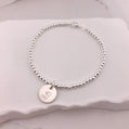 Engravable- 925 Sterling Silver Ball Bracelet with Circle Charm