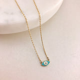 10k Yellow Gold Enamel Evil Eye Necklace