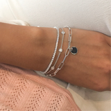Miss Mimi Engravable Disc - 925/14k Vermeil Thin Paperclip Disc Bracelet