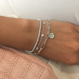 Miss Mimi Engravable Disc - 925/14k Vermeil Thin Paperclip Disc Bracelet