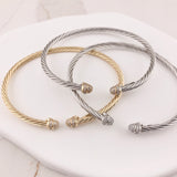 Miss Mimi- 925/14k Vermeil Cubic Zirconia Pave Twist Bangle