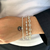 Engravable - 925 Sterling Silver Stretch Bracelet with Circle Disc S,M,L