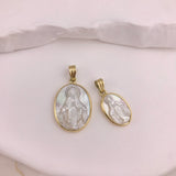 14k Mother of Pearl Mother Mary Pendant