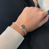 Engravable - 925 Sterling Silver Stretch Bracelet with Circle Disc S,M,L