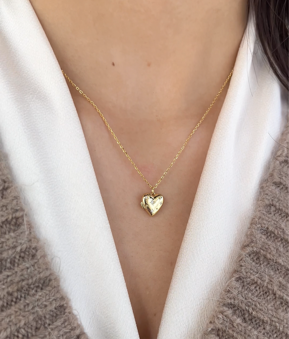 Heart CZ Locket Necklace
