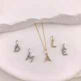 10k Gold Mini Diamond Initial Pendant