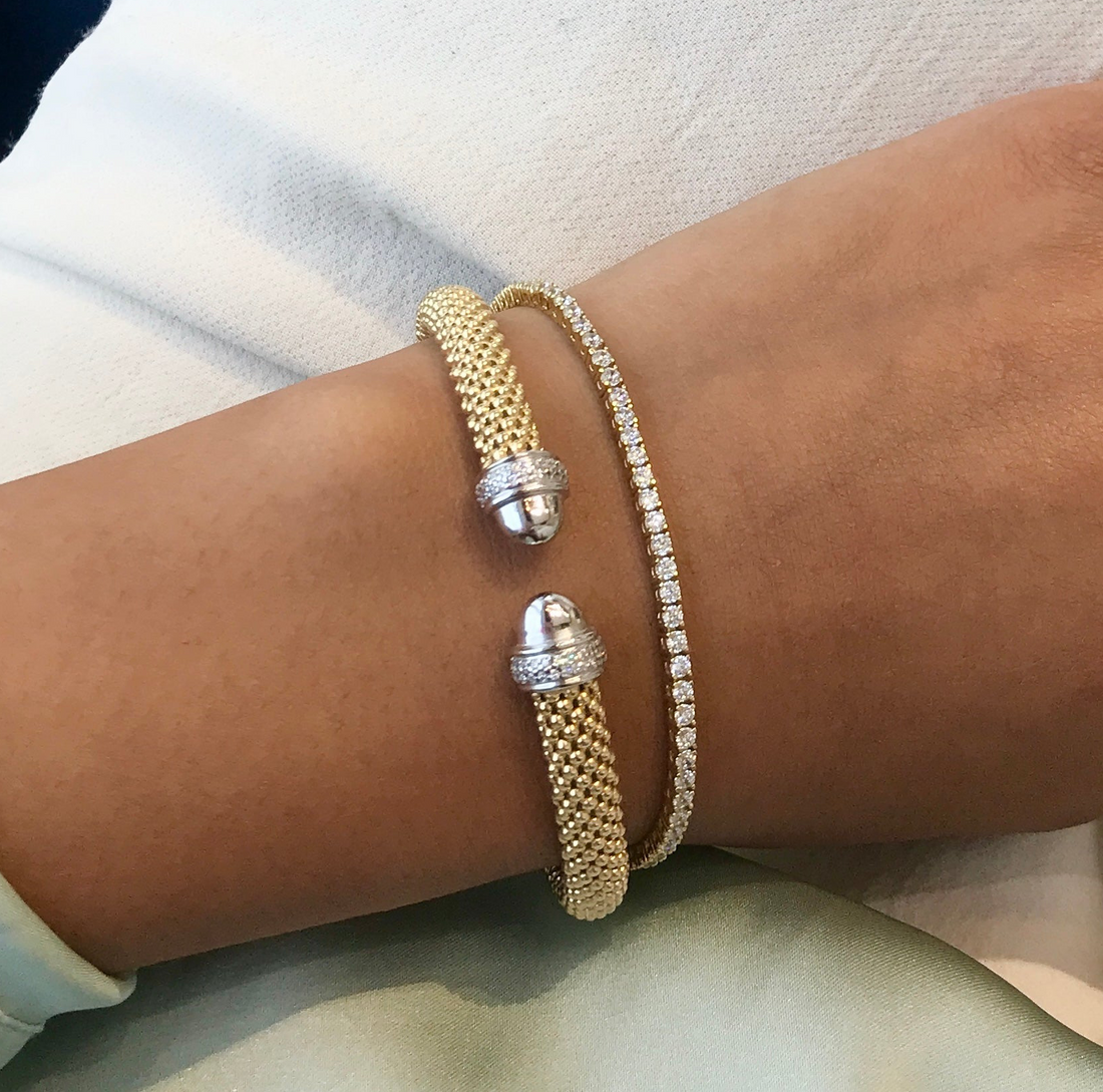 Slip-on Mesh Bangle With CZ by Miss Mimi