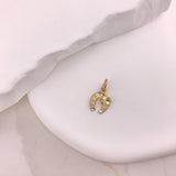 10k Gold Horseshoe with Four Leaf Clover Pendant