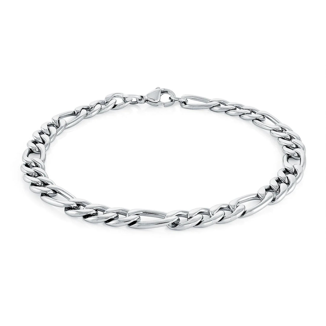 Stainless Steel Polished 6mm Figaro Link Bracelet by Ital Gem