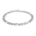 Stainless Steel Polished 6mm Figaro Link Bracelet by Ital Gem