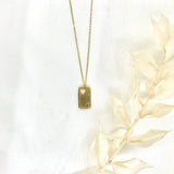 10k Yellow Gold Dog Tag with Heart-Cut out and CZ Necklace