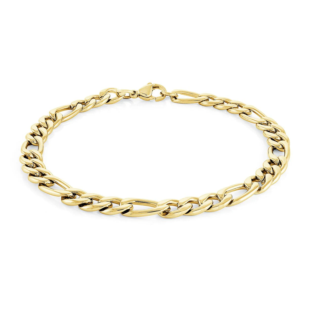 Stainless Steel Polished 6mm Figaro Link Bracelet