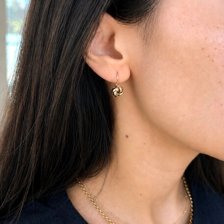 Golden Love Knot Dangle Earrings