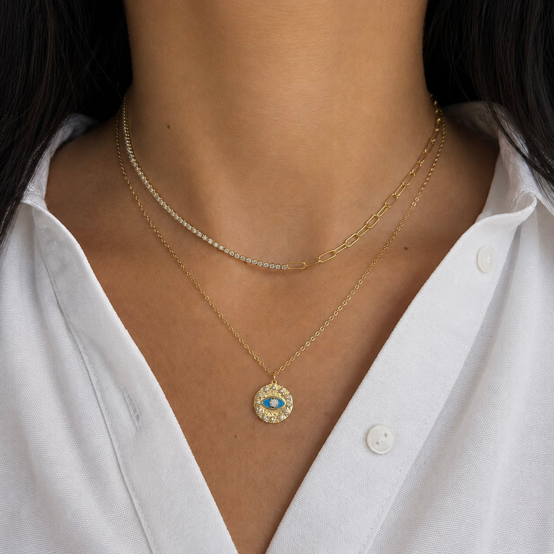 Evil Eye Medallion Necklace