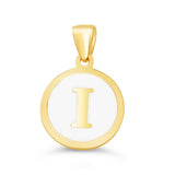 10k Gold White Enamel Letter Disc Necklace